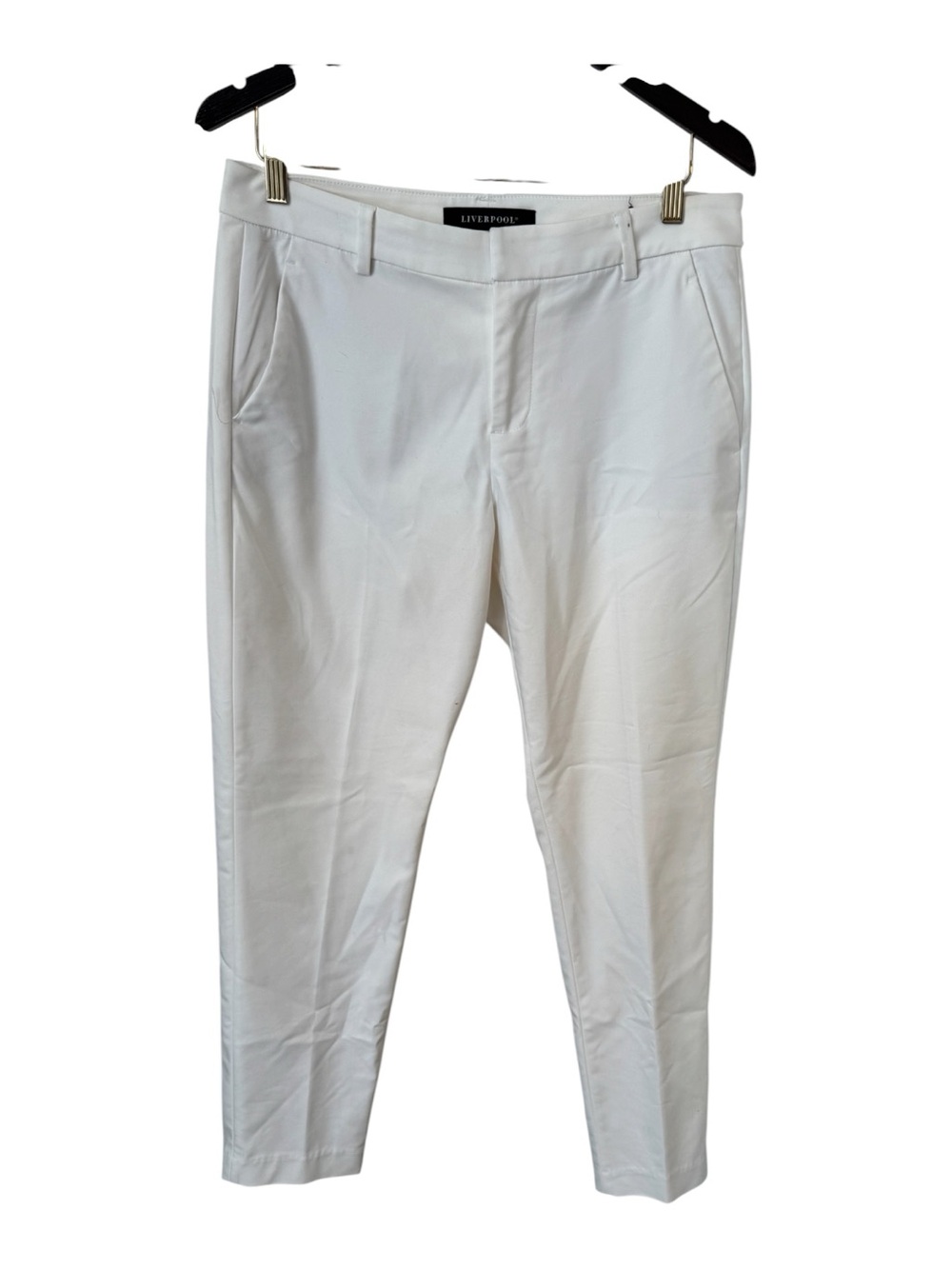 Liverpool White Crop Trouser Pants Size 8 Mid Rise Stretch Ankle Career - Picture 2 of 6